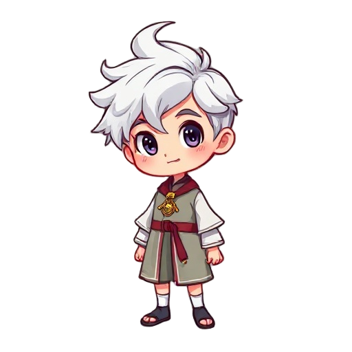 a boy with white hair and dresses