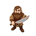 criate a caracter that have a beard and he is a medieval worriar give him a one handed soward