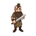 criate a caracter that have a beard and he is a medieval worriar give him a one handed soward make him taller