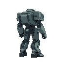 mech without a head, torso resembles tank, facing right, flat green background