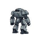 sprite of a mech without a head, torso resembles tank, facing right