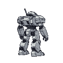 sprite of a mech without a head, torso resembles tank, facing right
