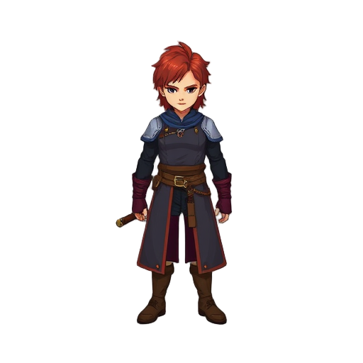 2d pixel jrpg ys style swordsman red hair