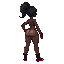 ebony girl fighter, curves body big, large buttocks
