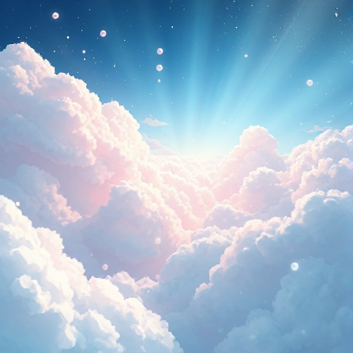 the background gently moves: clouds drift, ether particles shimmer, and light rays pulse slowly. ratio 480x360 pixels.