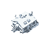 top down pixel rt polar stationpixel art, top-down view, polar research station building, simple and functional architecture, metal or insulated white/gray walls, flat snowy rooftops with ice details, antennas and communication dishes, small chimneys, ext