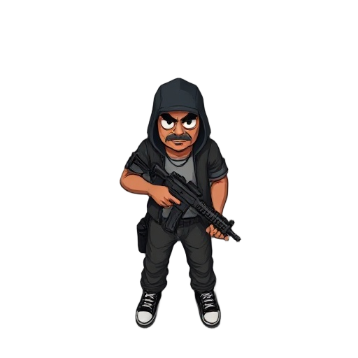 thug slum boy with a mac-10