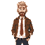 1980's lapd detective white t-shirt brown jacket red tie blonde hair 27 years old cool beard