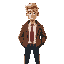 1980's lapd detective white t-shirt brown jacket red tie blonde hair 27 years old cool stubble