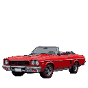 convertible red ford torino, in the style of final fight, tilted down side view 