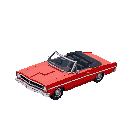 convertible red ford torino, in the style of final fight, tilted down side view 