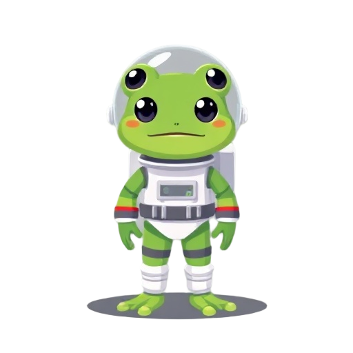 a cute frog astronaut in pixel stye