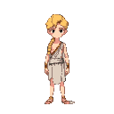 boy, blonde, long braid over shoulder, greek deity, androgynous