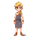boy, blonde, long braid over shoulder, greek deity