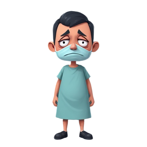 sad character, hospital patient, ugly face, stupid face, dark style