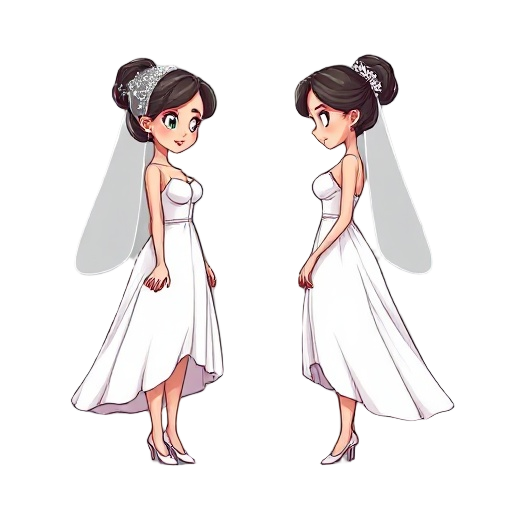 side view white dress bride