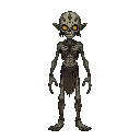 undead. humanoid in appearance and proportion. covered in tribal markings indicating higher intelligence and culture.