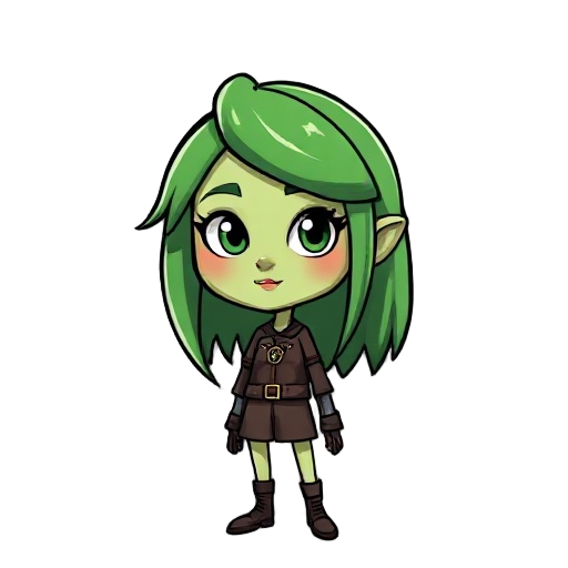 green head woman pixi full-size 35 years old