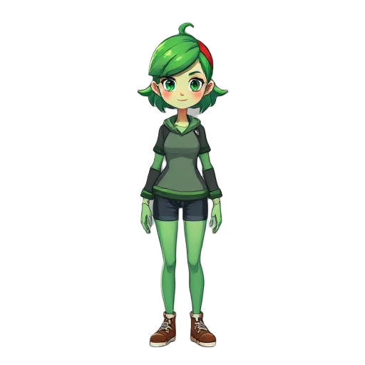 green head woman pixi full-size 35 years old