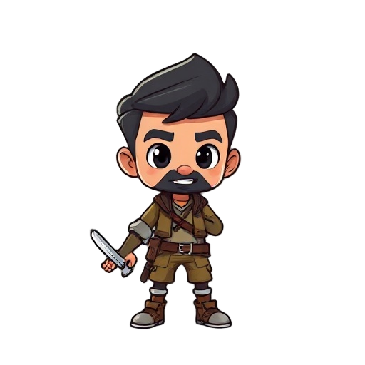 eu quero um personagem swl+ para o meu jogo de aventura indie o personagem tem que ser homem que usa um chapéu  faça as animações dele