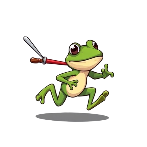 a frog that atacks with the tongue, or a sword, and he jumps and run