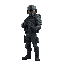 modern soldier with gun from side