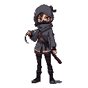 female japanese assassin around the age of 20 wearing a mask, and using string as a weapon