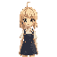 a blonde girl wearing suspender skirt, anime style
