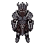 a 32-bit pixelated barbaric warrior in metallic armour
