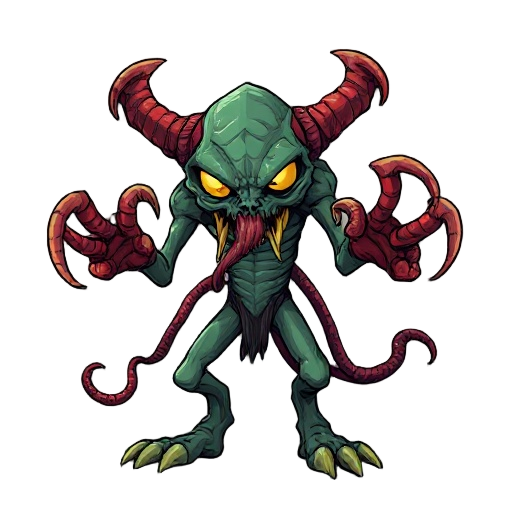 an amorf undead monster attack with claws and tentacles. make it into a 8 framed sprites sheet. use dark green shades, yellow shades, red shades . 