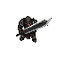 a grim fantasy warrior, rendered in a top-down perspective with a visual style highly reminiscent of diablo ii's character sprites. the warrior is heavily armored, wielding a large two-handed sword, and appears battle-hardened