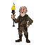 old balding man holding a torch
