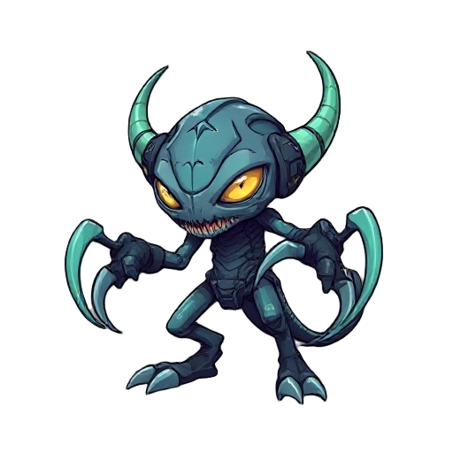 a cyperpunk alien with big claws