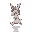 lion head rabbit character. grey and white rabbit with large white spots. up down left right animations for run, jump stomp, kick and sleep
