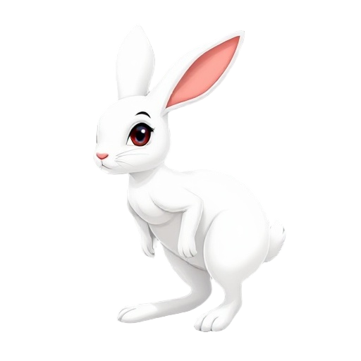 anthropomorphic female white rabbit with floppy ears