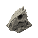 fantasy stone castle shaped like dinosaur skull