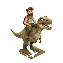 prehistoric man riding a dinosaur