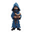 mage in a blue robe holding a book