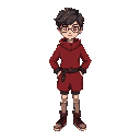 make a topdowncharacter like a magic student with red clothes