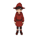 make a topdowncharacter like a magic student with red clothes