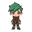personagem: estilo cartoon 2d cabeçudinho (inspirado em maplestory, porém com menos cores, com olhos imponentes porém apaticos, se puder de muito foco nele, proporções pequenas e fundo transparente.