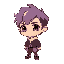 personagem: estilo cartoon 2d cabeçudinho (inspirado em maplestory, porém com menos cores, com olhos imponentes porém apaticos, se puder de muito foco nele, proporções pequenas e fundo transparente.