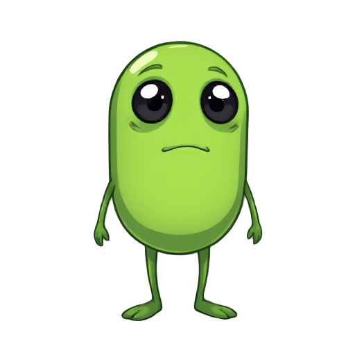 a green deformed, oval slime with just eyes, no legs, no arms