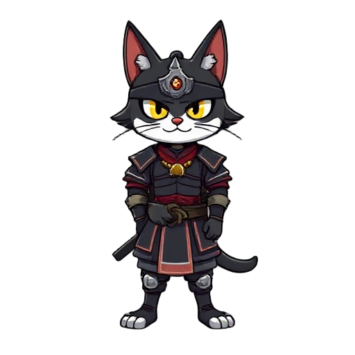 create a samurai cat stand like human needs to be 16 bits