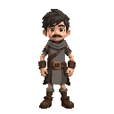 create a character based on old school runescape, 3d pre-rendered