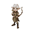 an elf with silver hair, dressed as an archer.