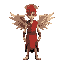 solreon the god of the sun. red hair, red toga, angel wings