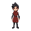 worrior with black hair and red cloths