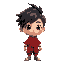 boy with black hair and red cloths