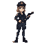 female cop holding a gun